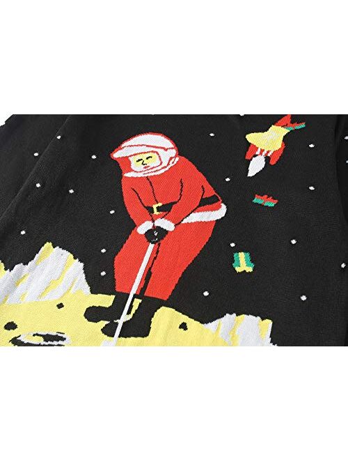 SSLR Mens Ugly Christmas Sweater Holiday Santa Clause Pullover Sweater for Men