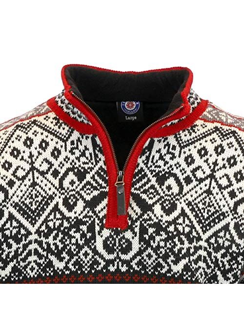 ICEWEAR Björn Wool Lined Sweater Norwegian Style Quarter Zip Light 100% Worsted Wool Long Sleeve Outdoor Sweater