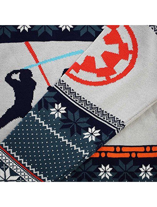 Unisex Official Star Wars Luke Vs Darth Vader Knitted Christmas Jumper for Men or Women - Ugly Novelty Sweater Gift