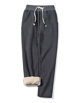 Gihuo Women's Winter Warm Sherpa Lined Sweatpants Fleece Pants