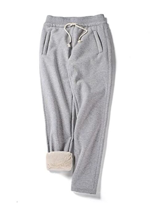 Hooever Women's Winter Thick Sherpa Fleece Lined Drawstring Sweatpants Jogger Pants