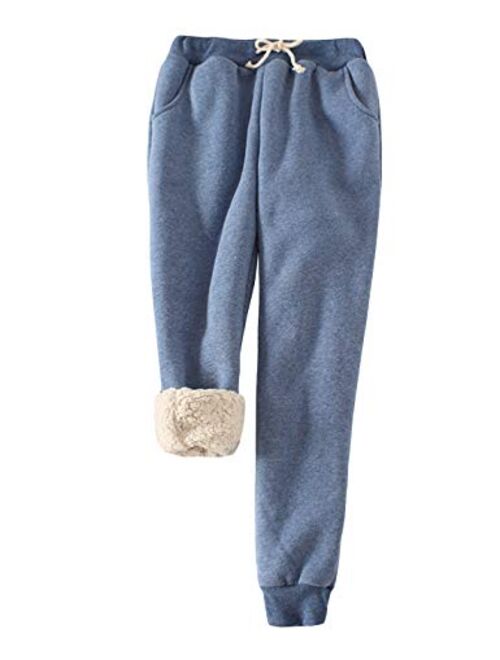 Snoly Women's Winter Fleece Sweatpants Running Active Thermal Sherpa Lined Jogger Pants with Candy Colors