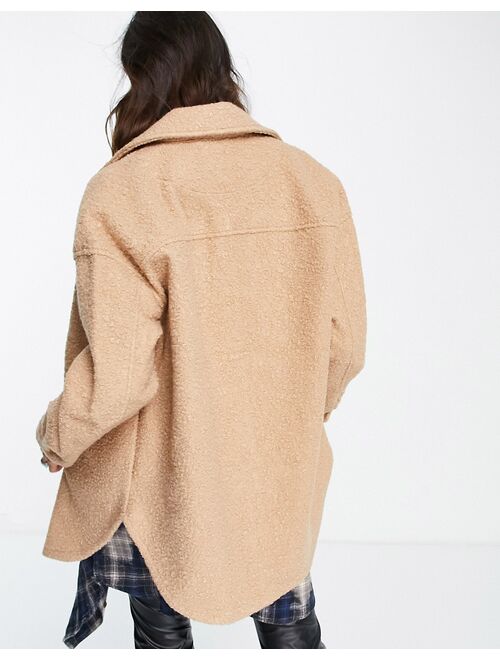 Only teddy oversized shacket in sand