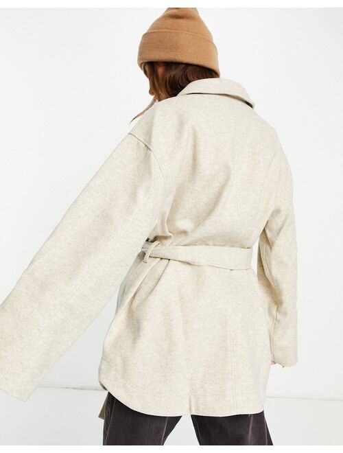 Asos Design belted shacket in cream