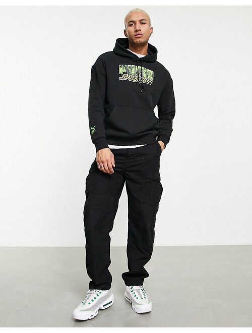 Puma x Santa Cruz graphic hoodie in black and lime green