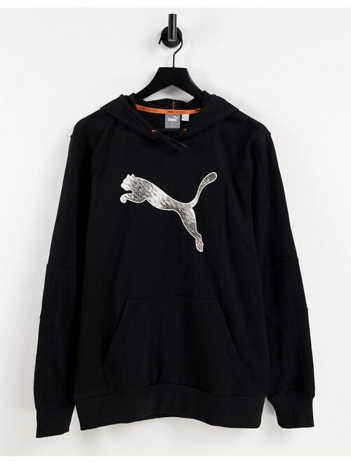 Puma graphic logo hoodie in black