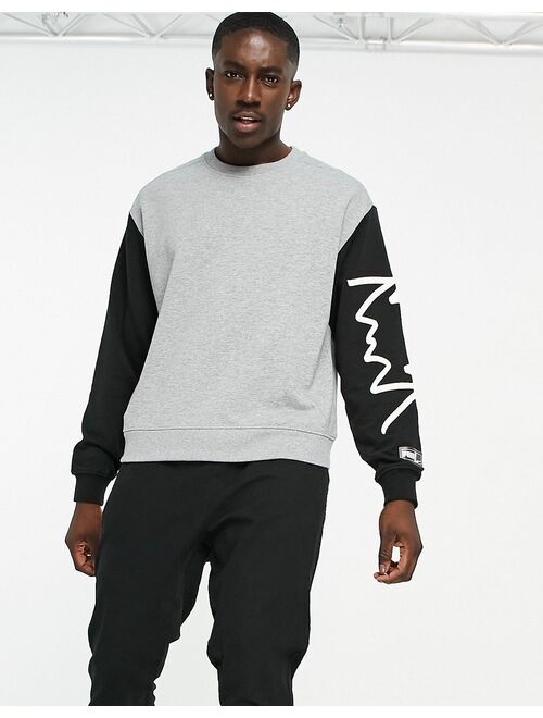 Puma Hoops raglan sweatshirt in black and gray