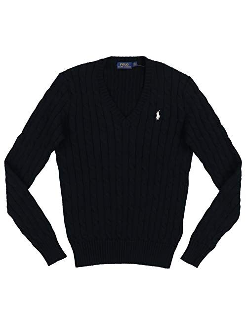 Polo Ralph Lauren Womens Cable Knit V-Neck Sweater