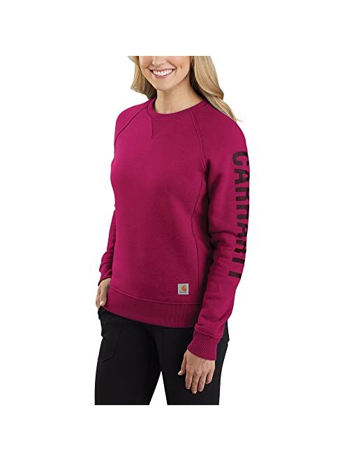 Carhartt Women's Relaxed Fit Midweight Crewneck Block Logo Sleeve Graphic Sweatshirt