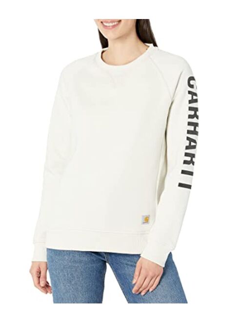 Carhartt Women's Relaxed Fit Midweight Crewneck Block Logo Sleeve Graphic Sweatshirt