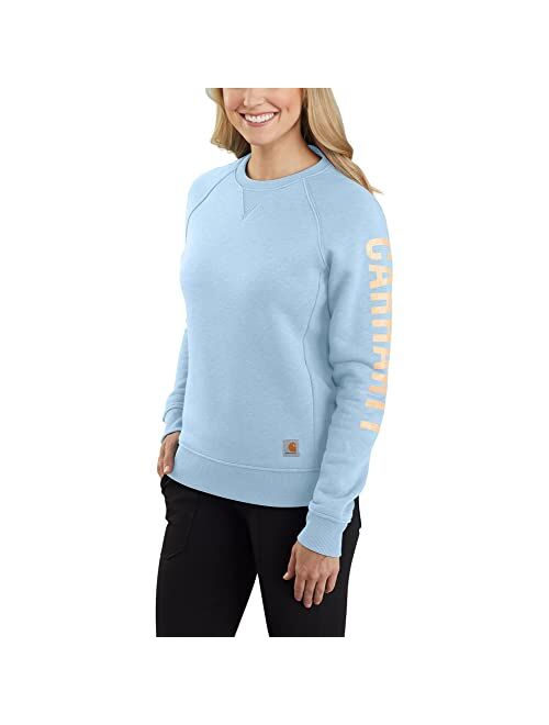 Carhartt Women's Relaxed Fit Midweight Crewneck Block Logo Sleeve Graphic Sweatshirt