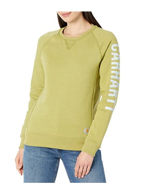 Carhartt Women's Relaxed Fit Midweight Crewneck Block Logo Sleeve Graphic Sweatshirt