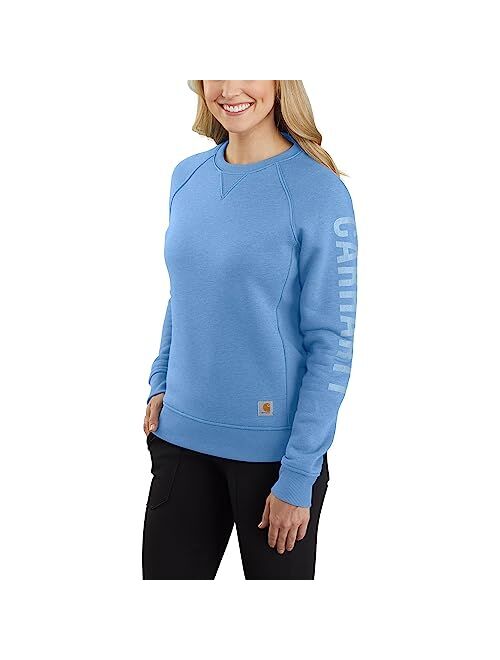 Carhartt Women's Relaxed Fit Midweight Crewneck Block Logo Sleeve Graphic Sweatshirt