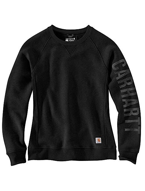 Carhartt Women's Relaxed Fit Midweight Crewneck Block Logo Sleeve Graphic Sweatshirt