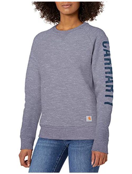 Carhartt Women's Relaxed Fit Midweight Crewneck Block Logo Sleeve Graphic Sweatshirt