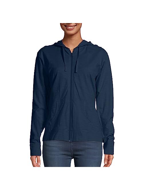 Women's Hanes® Slub Jersey Full Zip Hooded Sweatshirt