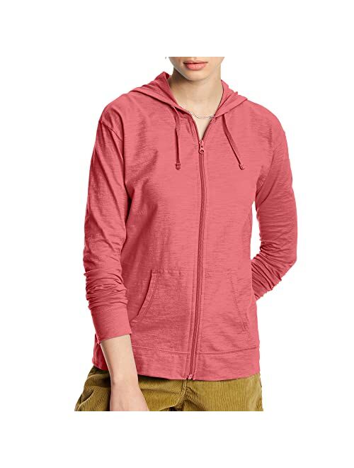 Women's Hanes® Slub Jersey Full Zip Hooded Sweatshirt