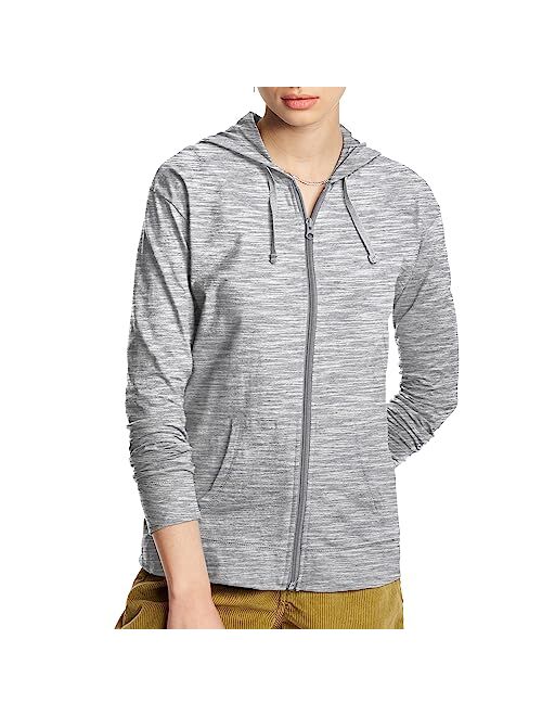 Women's Hanes® Slub Jersey Full Zip Hooded Sweatshirt