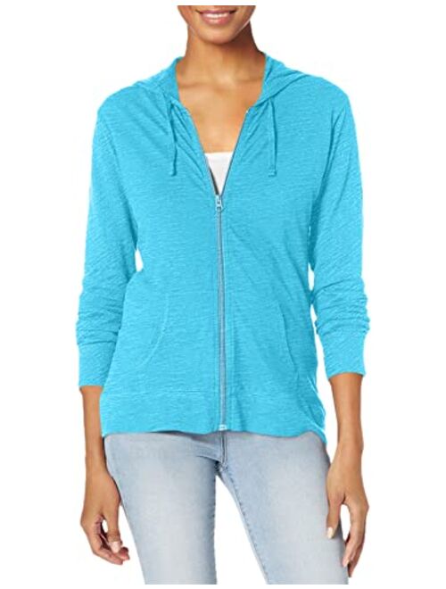 Women's Hanes® Slub Jersey Full Zip Hooded Sweatshirt