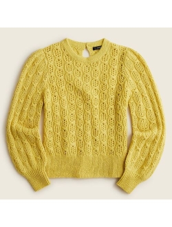 Balloon-sleeve cable-knit sweater