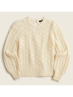 Balloon-sleeve cable-knit sweater