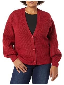 Women's Soft Touch Ribbed Blouson Cardigan