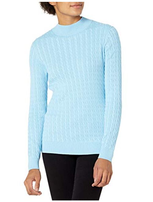 Amazon Essentials Women's Classic-fit Lightweight Cable Long-sleeve Mockneck Sweater