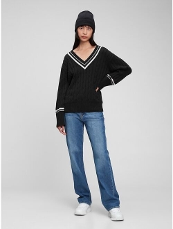 Cable Knit V-Neck Sweater