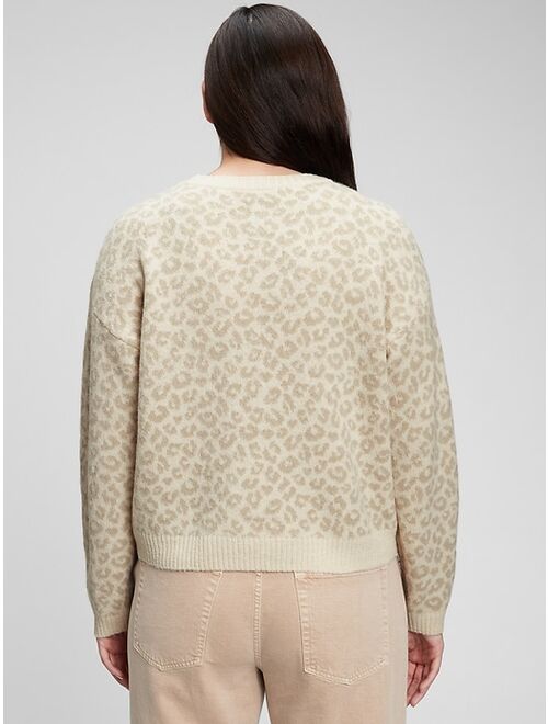 GAP Leopard Print Luxe Crewneck Sweater