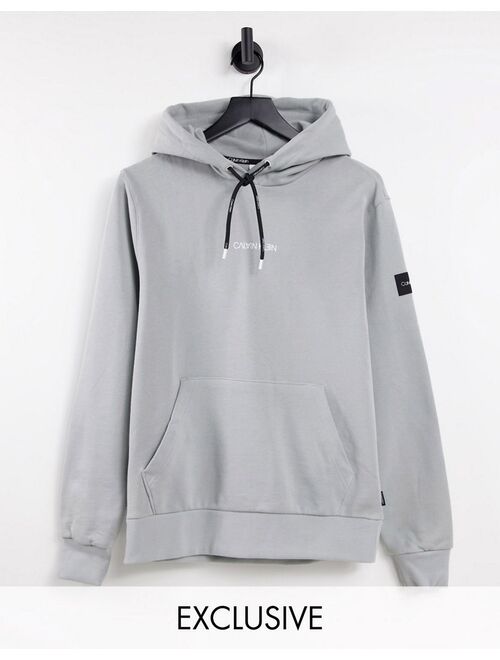 Calvin Klein ASOS Exclusive reverse chest logo hoodie in gray