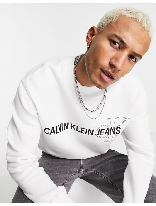 Calvin Klein branded graphic logo sweatshirt in white