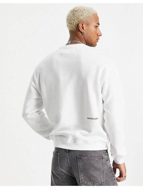 Calvin Klein branded graphic logo sweatshirt in white