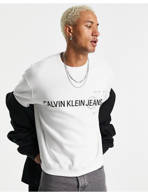 Calvin Klein branded graphic logo sweatshirt in white