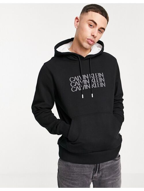 Calvin Klein triple center logo hoodie in black