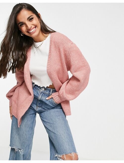 Asos Design chunky oversized cardigan in dusky pink