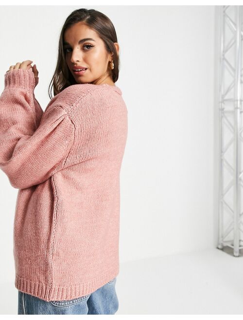 Asos Design chunky oversized cardigan in dusky pink