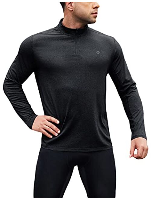 YEEZOMI Men's Sports Shirts 1/4 Zip Long Sleeve Running Pullover Workout Shirt