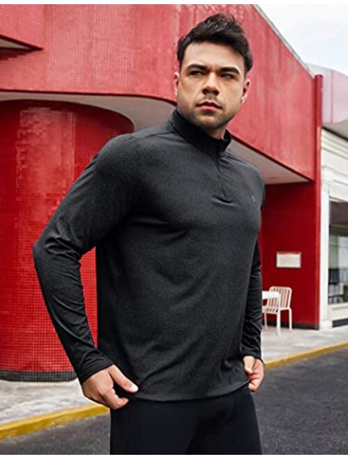 YEEZOMI Men's Sports Shirts 1/4 Zip Long Sleeve Running Pullover Workout Shirt