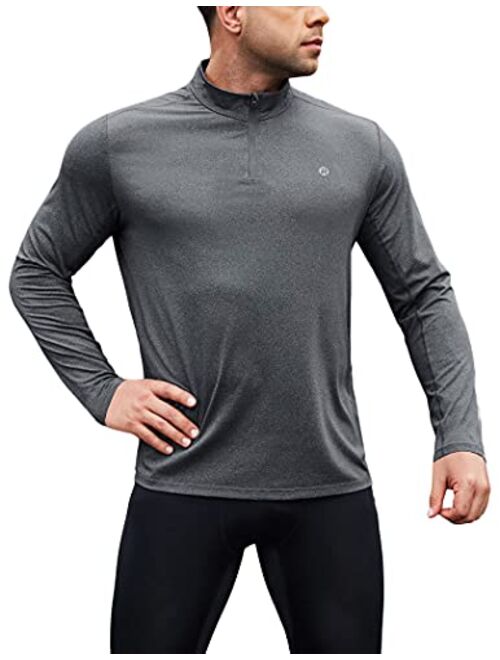 YEEZOMI Men's Sports Shirts 1/4 Zip Long Sleeve Running Pullover Workout Shirt