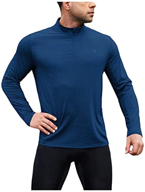 YEEZOMI Men's Sports Shirts 1/4 Zip Long Sleeve Running Pullover Workout Shirt