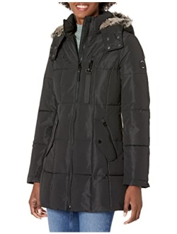 Women's Heavyweight Puffer Jacket with Faux Fur Lined Hood