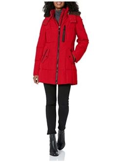 Women's Heavyweight Puffer Jacket with Faux Fur Lined Hood