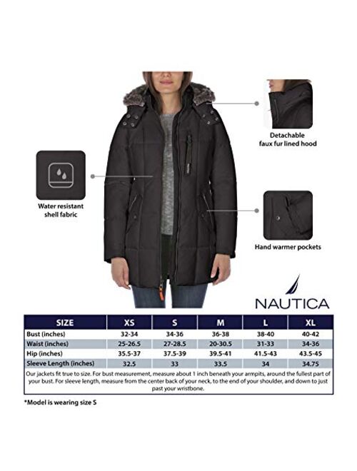 Nautica Women's Heavyweight Puffer Jacket with Faux Fur Lined Hood