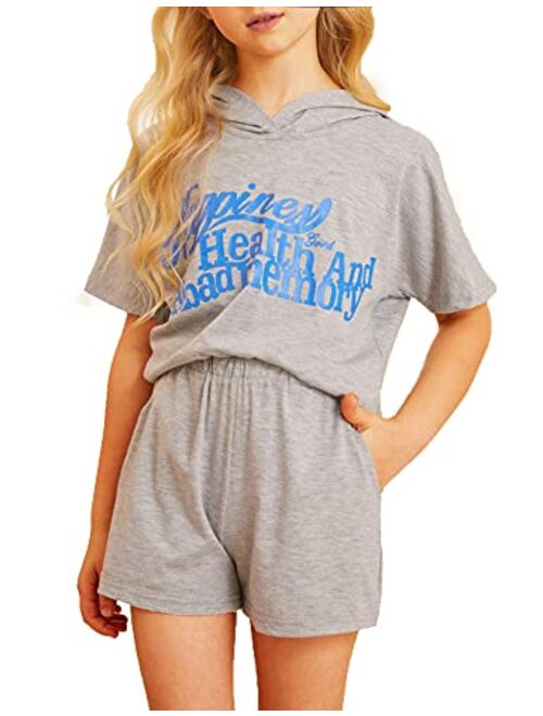 Arshiner Girls Tie Dye Two Piece Outfit Short Sleeve Pullover Crop Tops and Short Pants Sweatsuits Tracksuits