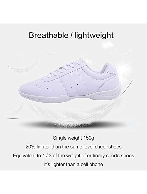 Mfreely Cheer Shoes for Women Cheerleading Athletic Dance Shoes Flats Girls Tennis Walking Sneakers White