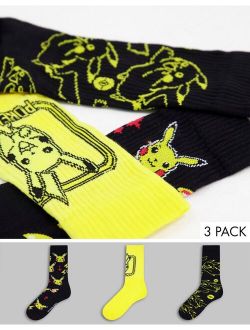 Pokmon sport sock electric pikachu design 3 pack
