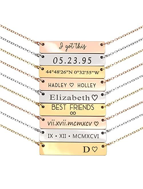 Mignon Personalized Necklace for Women Graduation Gift Mothers Day Gift for Her Silver Name Plate Bar Gold Necklace Custom Silver Necklace Bridesmaid Gift Mom -