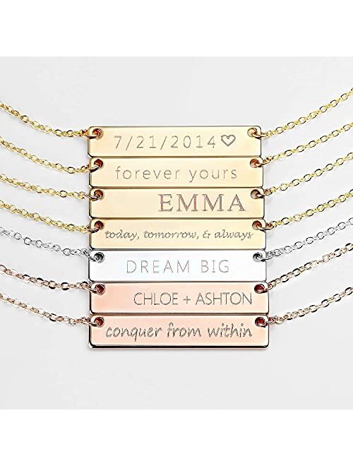 Mignon Personalized Necklace for Women Graduation Gift Mothers Day Gift for Her Silver Name Plate Bar Gold Necklace Custom Silver Necklace Bridesmaid Gift Mom -