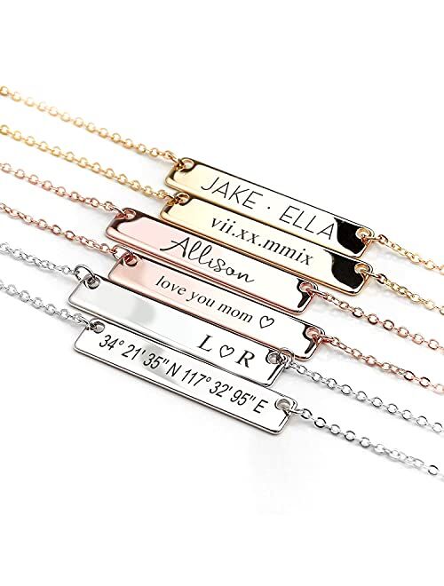 Mignon Personalized Necklace for Women Graduation Gift Mothers Day Gift for Her Silver Name Plate Bar Gold Necklace Custom Silver Necklace Bridesmaid Gift Mom -