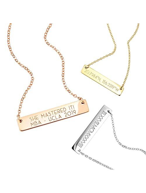 Mignon Personalized Necklace for Women Graduation Gift Mothers Day Gift for Her Silver Name Plate Bar Gold Necklace Custom Silver Necklace Bridesmaid Gift Mom -